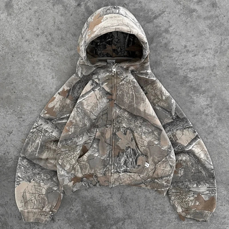 Camo Zip Up Oversized Hoodie Main image