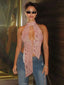 Leopard Print Shirring Ruched Backless Cami Top