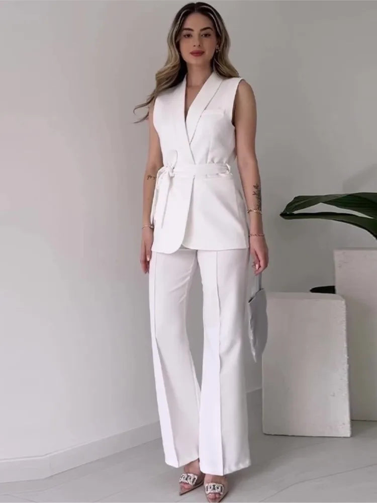 Sleeveless Long Pant Slim Suit Main image