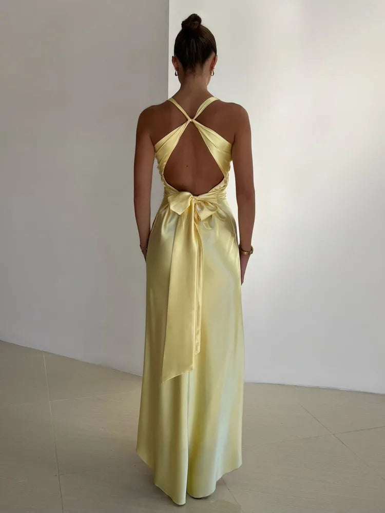 Satin Ruched Backless Maxi Dress Secondary image