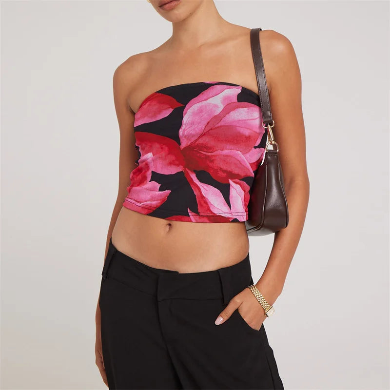 Floral Print Off-Shoulder Strapless Main image