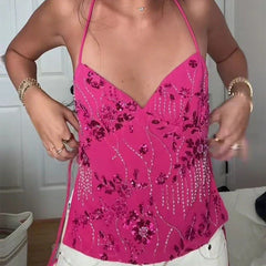 Sequin Sparkly Sleeveless Shirt Cami Top