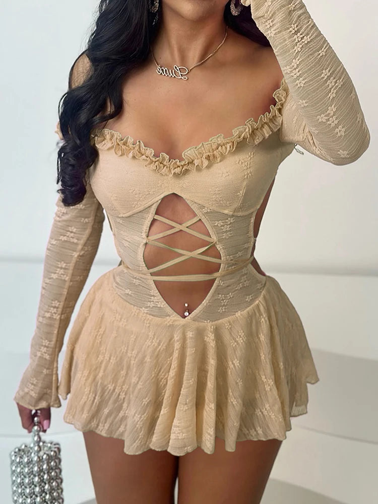 Jacquard Hollow Birthday Mini Lace Dress Secondary image