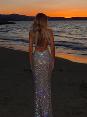 Sequin Diamonds Fishtail Maxi Dress