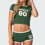 Minimalist Letter Print Slim Fit Crop Top
