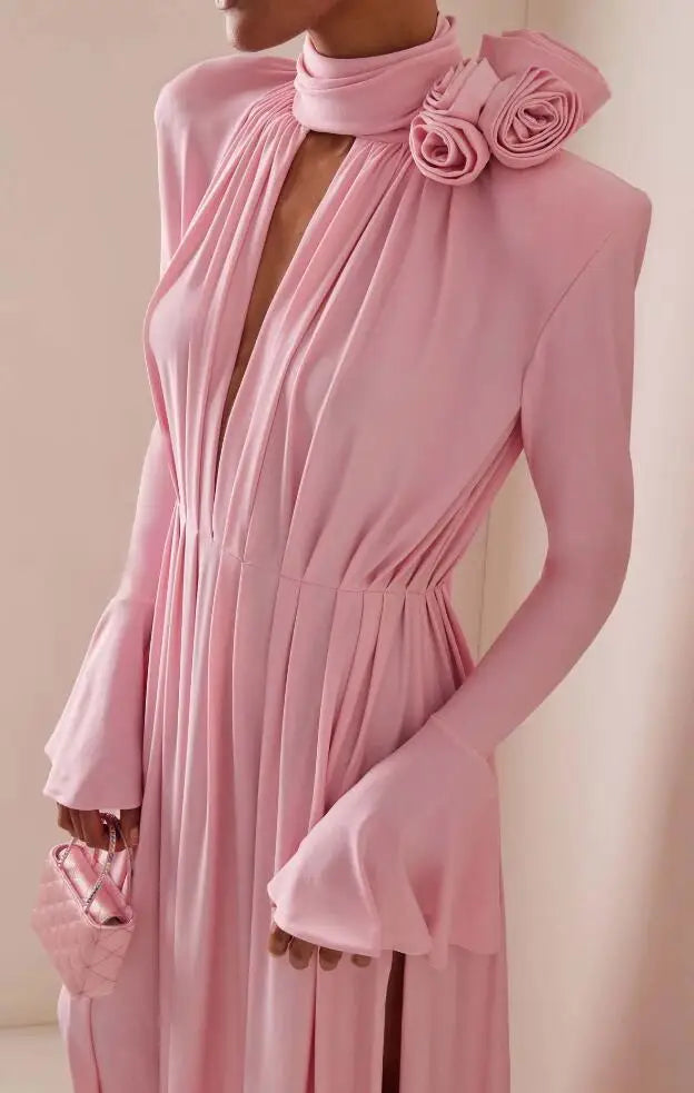 Hollow Flower Long Sleeve Maxi Dress Secondary image