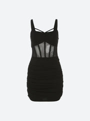 Sheer Bodice Mini Dress