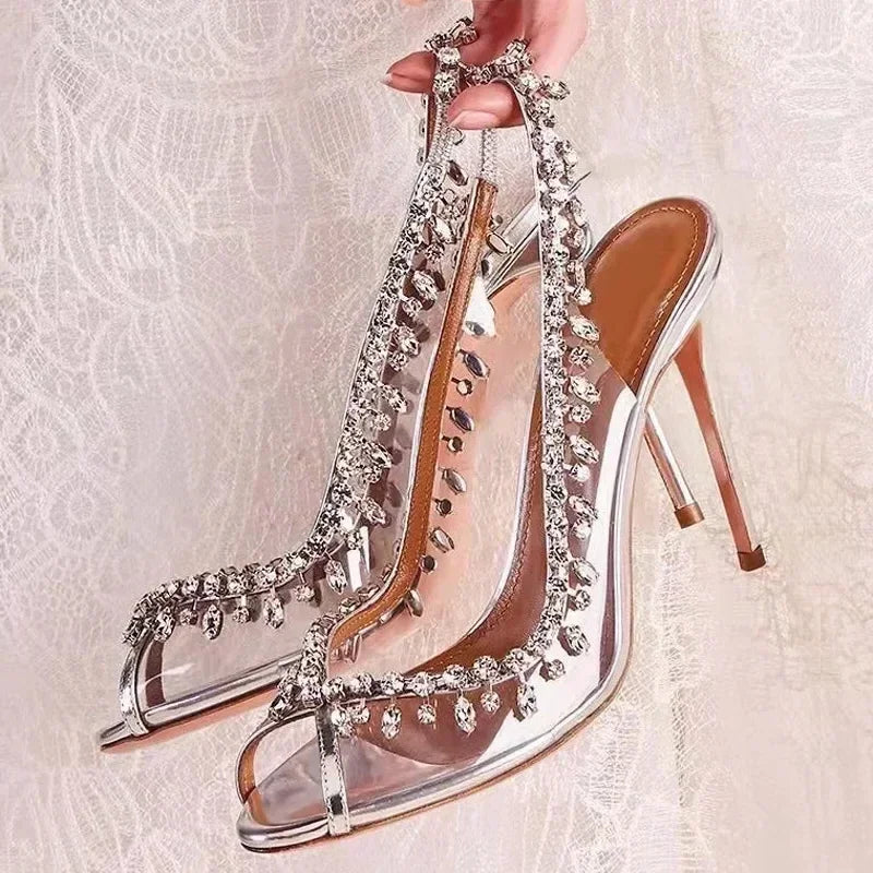 Shiny Crystal PVC Transparent Fish Mouth Summer Party High Heel Secondary image