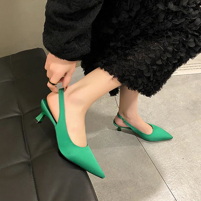 Hot Sale Slip-on Fashion Office Career Sexy Pointed Toe Cap Sandals Low Heel Pumps