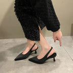 Hot Sale Slip-on Fashion Office Career  Pointed Toe Cap Sandals Low Heel Pumps