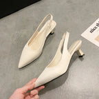 Hot Sale Slip-on Fashion Office Career  Pointed Toe Cap Sandals Low Heel Pumps