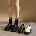 Fur Round Toe British Style Preppy Fall Creepers Platform Oxfords Loafers