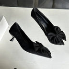 Autumn Elegant Butterfly Knot Stylish Pointed Toe  Stiletto Low Heel Pumps
