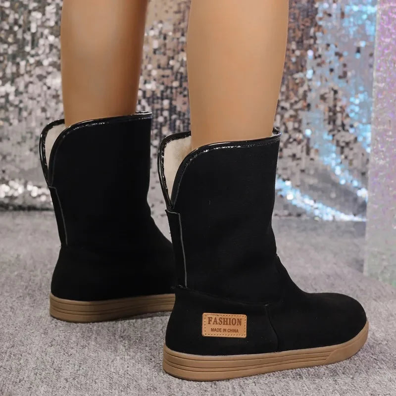 Shoes for Women 2024 Comfortable and Warm Winter Women's Furry Boots Simple and Versatile Casual Mid Calf Boots Botas De Mujer