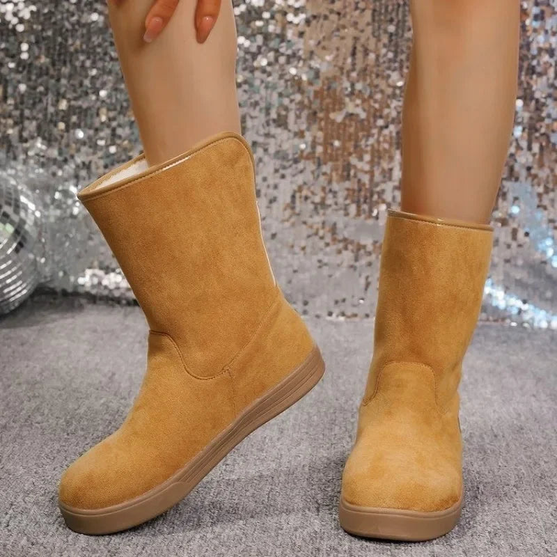 Shoes for Women 2024 Comfortable and Warm Winter Women's Furry Boots Simple and Versatile Casual Mid Calf Boots Botas De Mujer