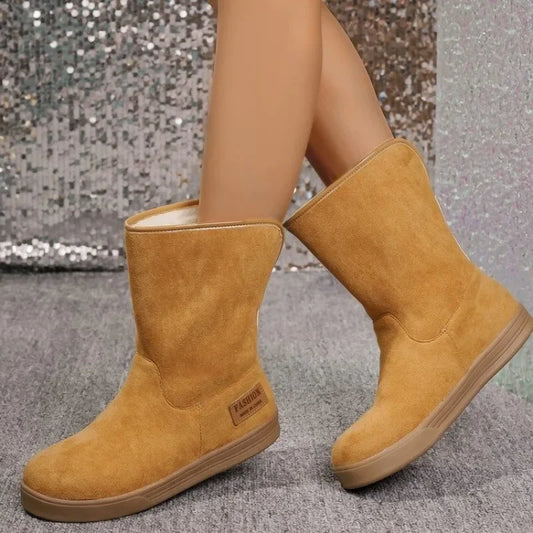 Shoes for Women 2024 Comfortable and Warm Winter Women's Furry Boots Simple and Versatile Casual Mid Calf Boots Botas De Mujer