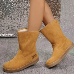 Shoes for Women 2024 Comfortable and Warm Winter Women's Furry Boots Simple and Versatile Casual Mid Calf Boots Botas De Mujer