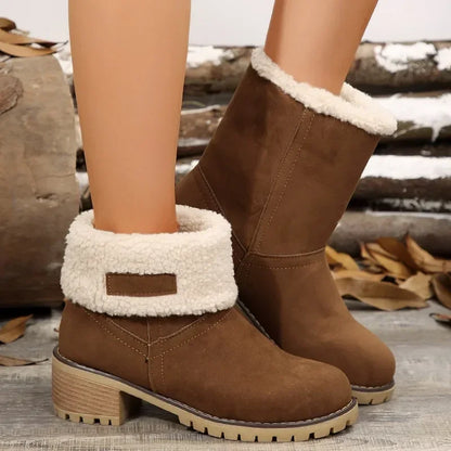 Slip-On Round Toe Plush Warm Comfortable Chunky Snow Boot