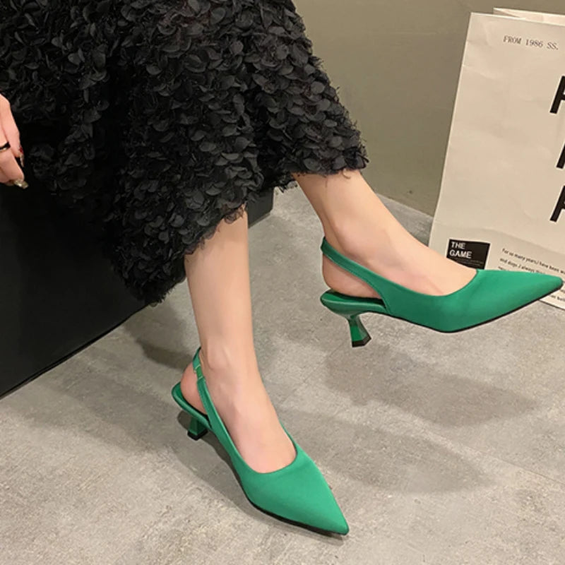 Fashion Slip-on Summer Solid Office Career Sexy Pointed Toe Low Heel Pumps