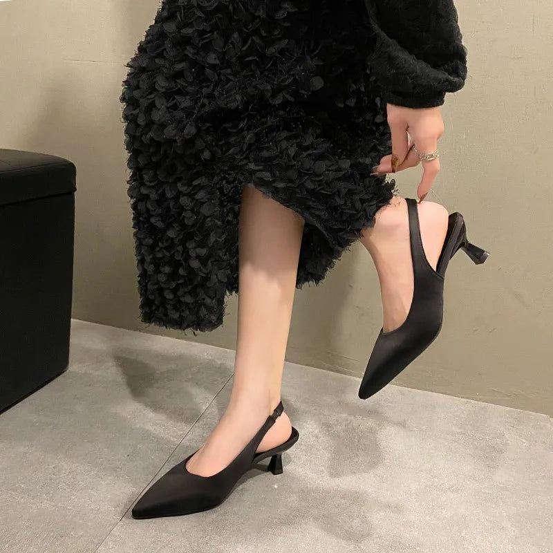 Fashion Slip-on Summer Solid Office Career Sexy Pointed Toe Low Heel Pumps