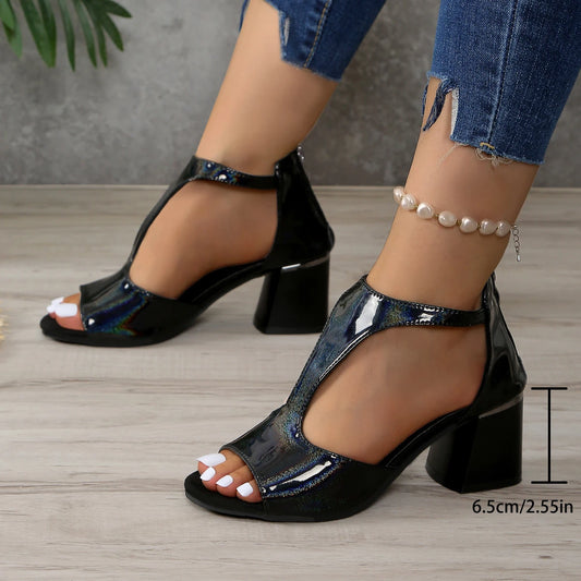 Peep Toe Chunky Dress Elegant Women Black New Luxury Trend Plus Size Shoes Low Heel Pumps