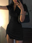 Sleeve Slit  Mini Streetwear Cute Solid Party Clothing Midi Dresses
