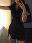 Short Sleeve Slit Cute Solid Party Clothing Midi Dresses