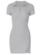 Sleeve Slit  Mini Streetwear Cute Solid Party Clothing Midi Dresses