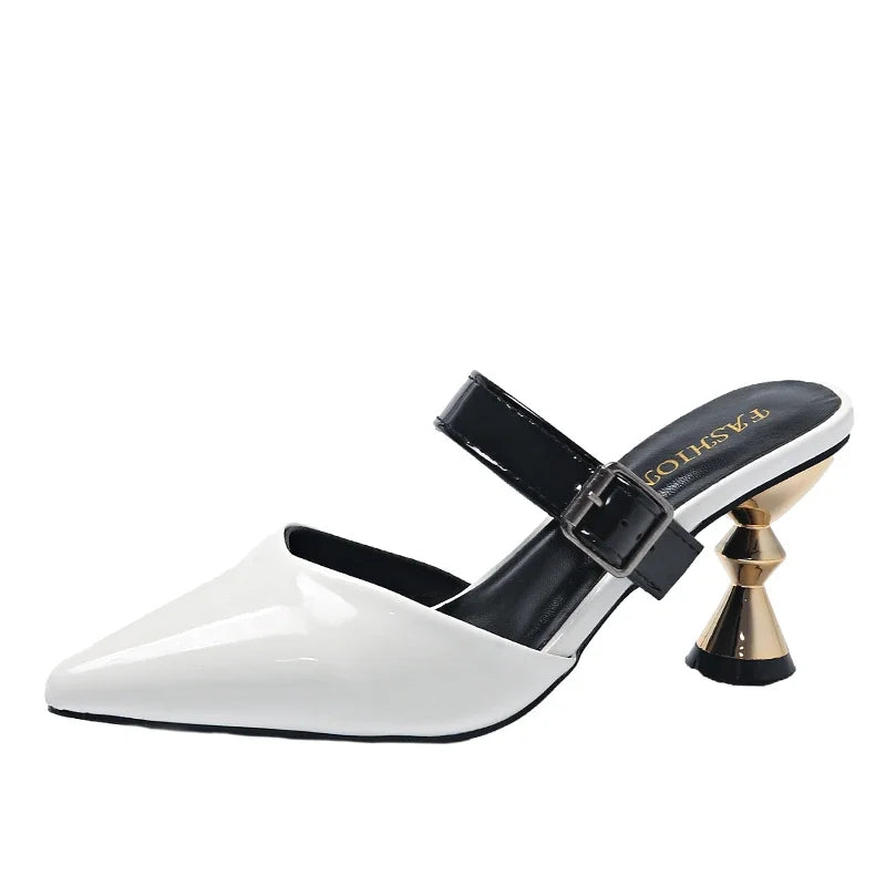 Size 35-43  Pointed Closed Toe Summer Women's Casual Mules Low Heel Pumps