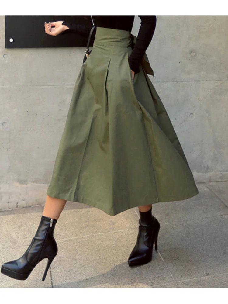 DressBetty - Korean Fashion High Waist Long Swing Skirt Main image