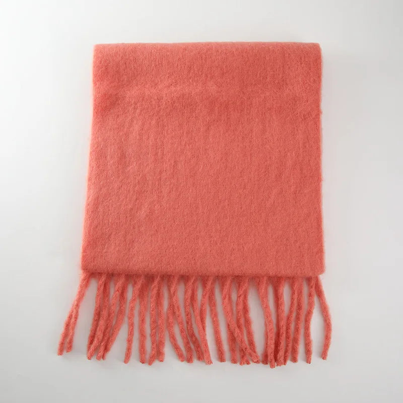 Cashmere Scarves for Women - Thick and Warm Muffler with Tassel Detail