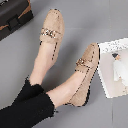 Spring Fashion Metal Slip On Big Size Mocassins Flats Loafers