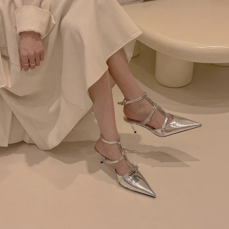 Comfortable Solid Buckle Elegant New Summer Fashionable Low Heel Pumps
