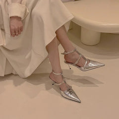 Comfortable Solid Buckle Elegant New Summer Fashionable Low Heel Pumps