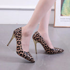 Fashion Leopard Print Pointed Toe Trendy Catwalk Single High Heel