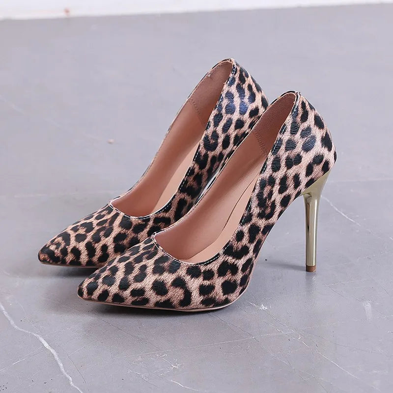 Sexy Fashion Leopard Print Pointed Toe Trendy Catwalk Single High Heel