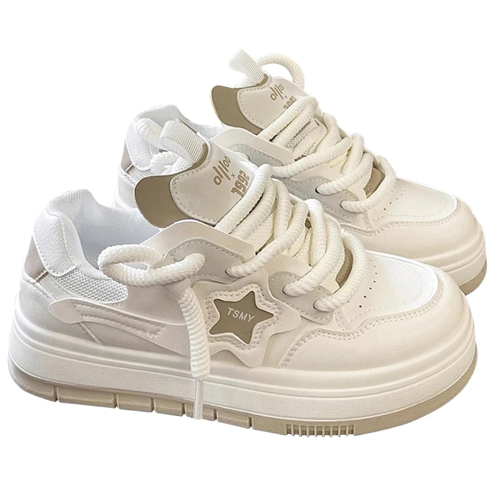 Star Walking Sneakers Y2K Platform Shoes Thick Sole Aesthetic Tennis Shoes Non-Slip Skateboard Shoes for Walking Jogging