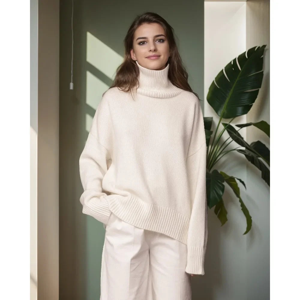 Thickened Knitwear Loose Turtleneck Warm Solid Pullover Sweater Main image