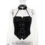 New Arrival Spicy Girl Gothic Style  Choker Neck Black Button Crop Top