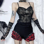 New Arrival Gothic Style Street Spicy Girl Versatile Plush Leopard Print Composite Strap Crop Top