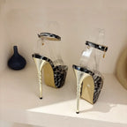 Summer Platform Sandals  Peep Toe Transparent PVC Metal Thin High Heel High Heel