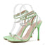 Sassy Summer High Heel  Square Toe Crystal Chain Ankle Buckle High Heel
