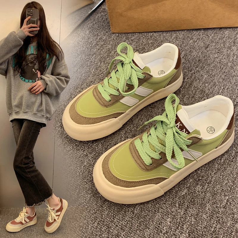 Summer Women's Stylish Jogging Skate Sneakers Tennis Low Top Casual Walking Flats Fashion Comfortable Skate Non Slip Shoes Secondary image