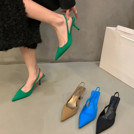 Summer Autumn Solid Color Banquet Pointed Toe Sexy Comfortable Casual Slip-on Shoes Low Heel Pumps