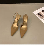 Summer Autumn Solid Color Banquet Pointed Toe  Comfortable Casual Slip-on Shoes Low Heel Pumps