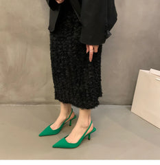 Summer Autumn Solid Color Banquet Pointed Toe  Comfortable Casual Slip-on Shoes Low Heel Pumps