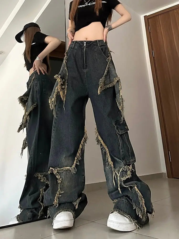 New Star Patchwork Fashion Slim High Waist Punk Hip Hop Loose Jeans Main image