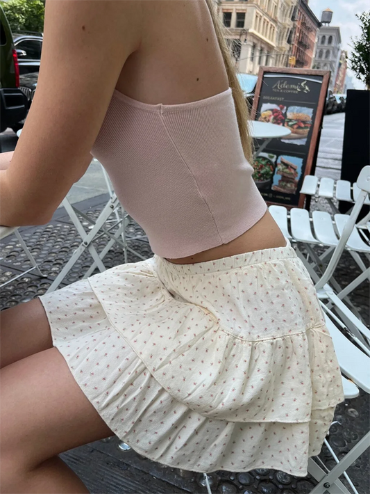 DressBetty - Sweet Floral Print High Waist Mini Bud Skirt