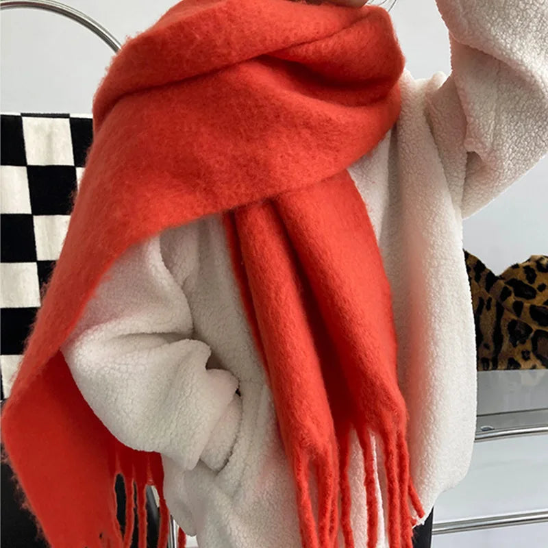 Cashmere Scarves for Women - Thick and Warm Muffler with Tassel Detail