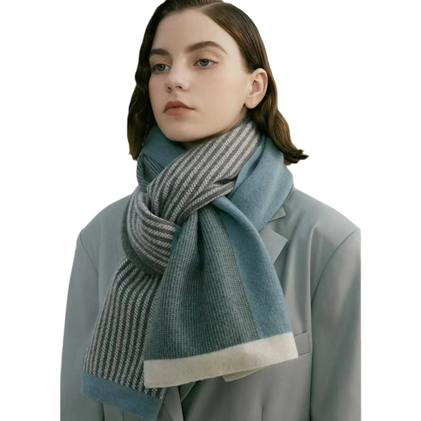 Polka Dot Double Color Cashmere Scarf - Winter Warm Female Jacquard Design